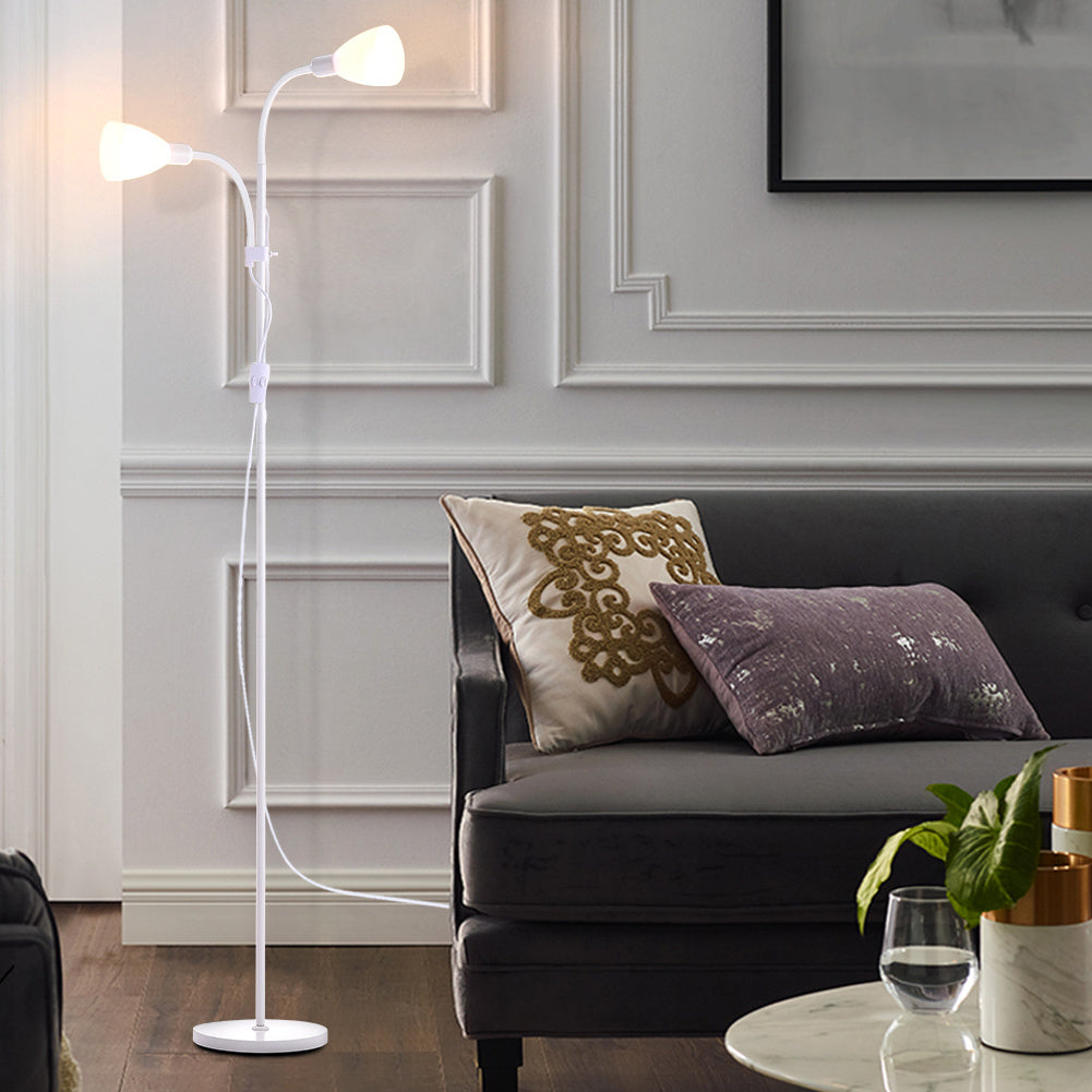 Double Heads Floor Lamp Lighting Living and Home White