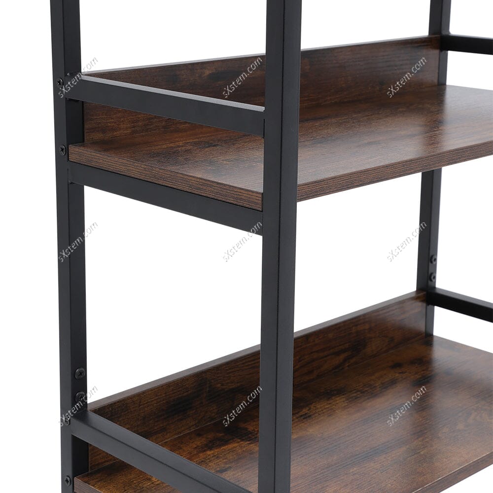 5-Tier Arched Wooden Bookcase Storage Shelf Living and Home