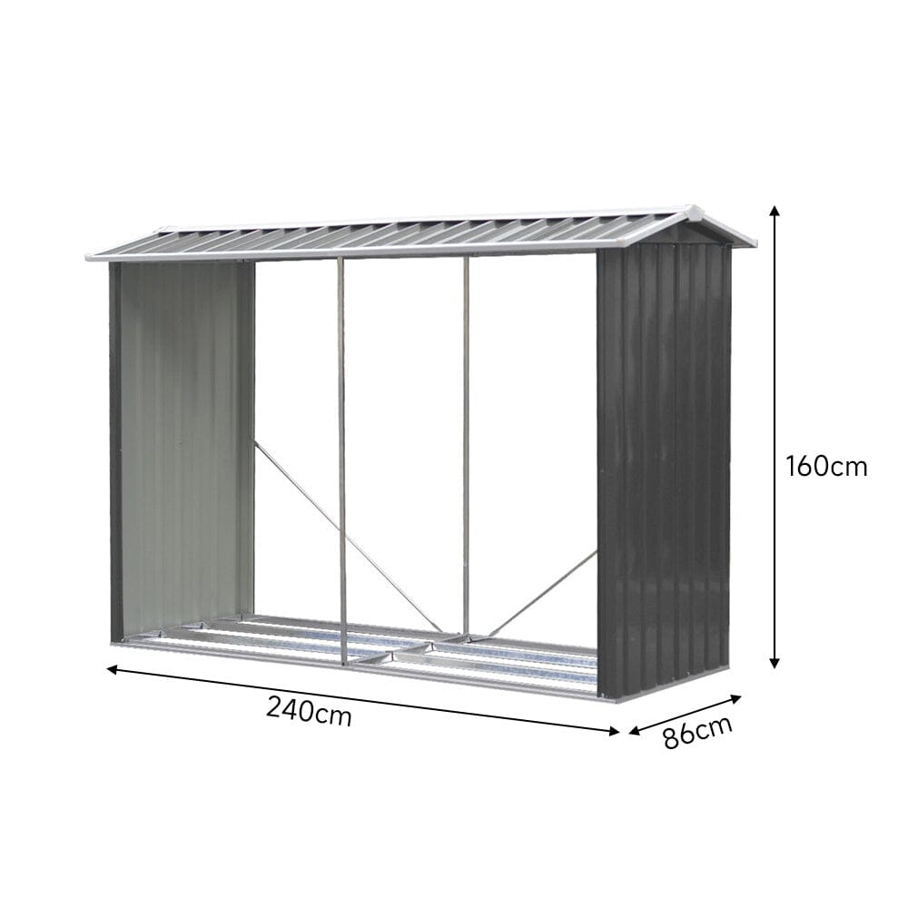 Outdoor Garden Log Storage Shed Steel Anthracite 240inchx86inchx160inch Garden Sheds Living and Home
