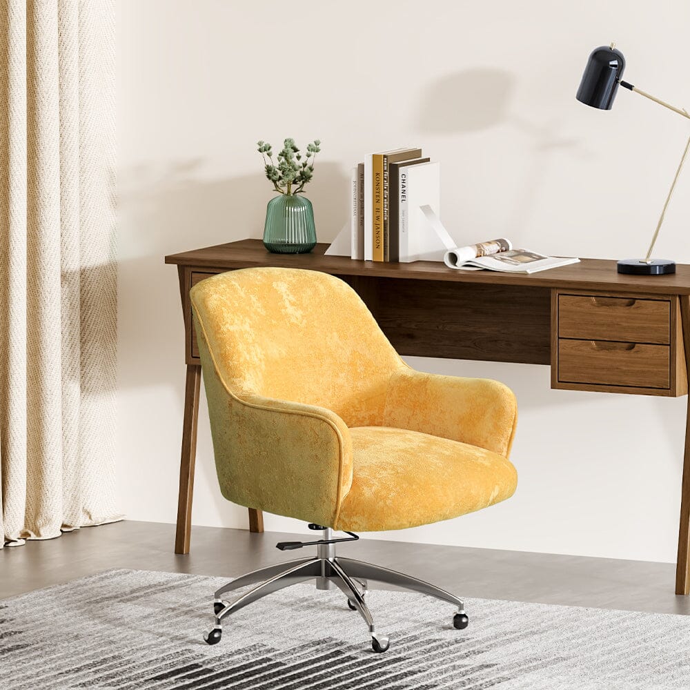 Velvet Upholstered Wheeled Swivel Office Chair Living and Home