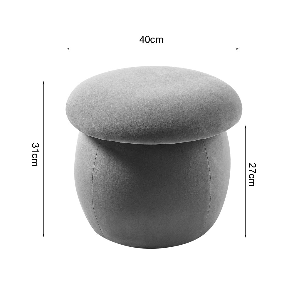 Mushroom Velvet Upholstered Footstool Footstool Living and Home