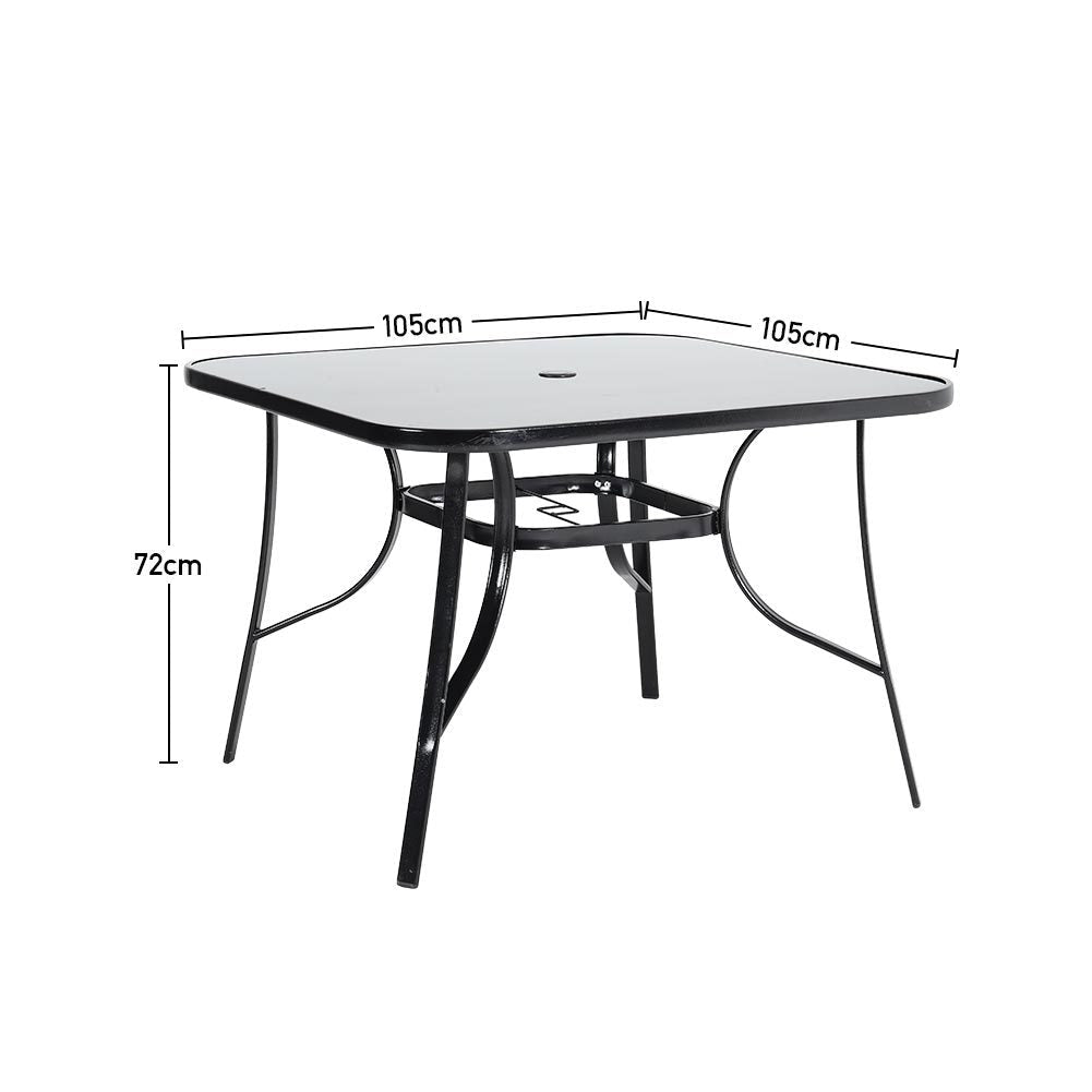 Garden Square Tempered Glass Table and Rattan Chairs GARDEN DINING SETS