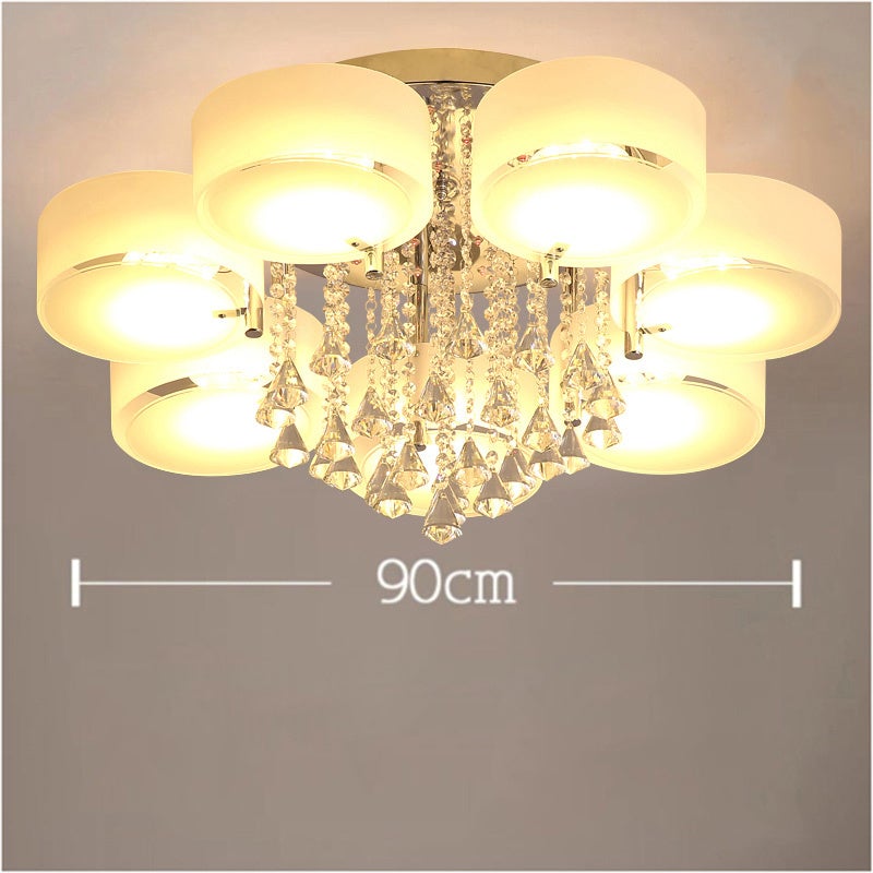 Ceiling Light Semi-Flush Mount , Cylindrical Acrylic Lampshades, Crystal Drops Ceiling Light Living and Home
