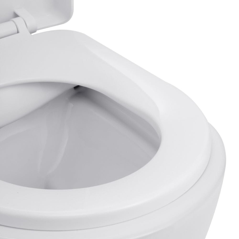 35cm W White Bathroom Wall Mounted Elongated Toilet Toilet Living and Home
