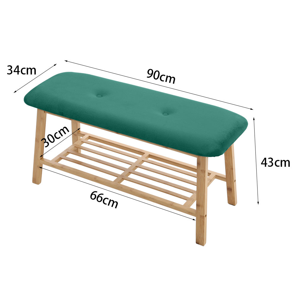 Shoe Bench Bamboo 2 Tier with Shoe Storage Rack Bench Living and Home