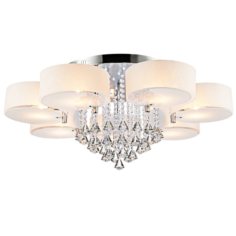 Ceiling Light Semi-Flush Mount , Cylindrical Acrylic Lampshades, Crystal Drops Ceiling Light Living and Home