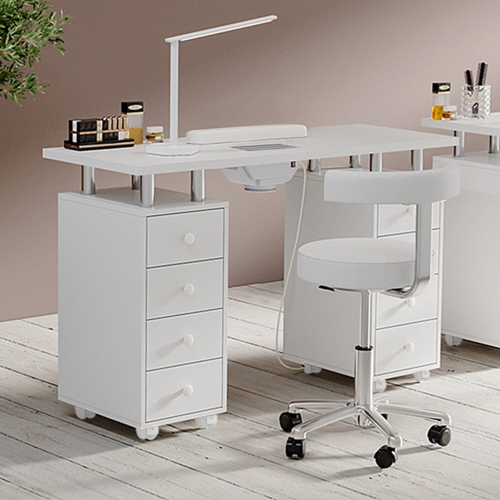 3ft Wide White Movable Manicure Table Nail Station with Dust Collector Dressing Tables Living and Home