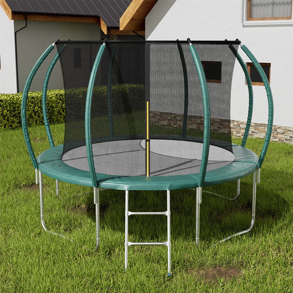 6FT/8FT/10FT/12FT/14FT Outdoor Enclosure Trampoline with Ladder in Green Living and Home 12ft
