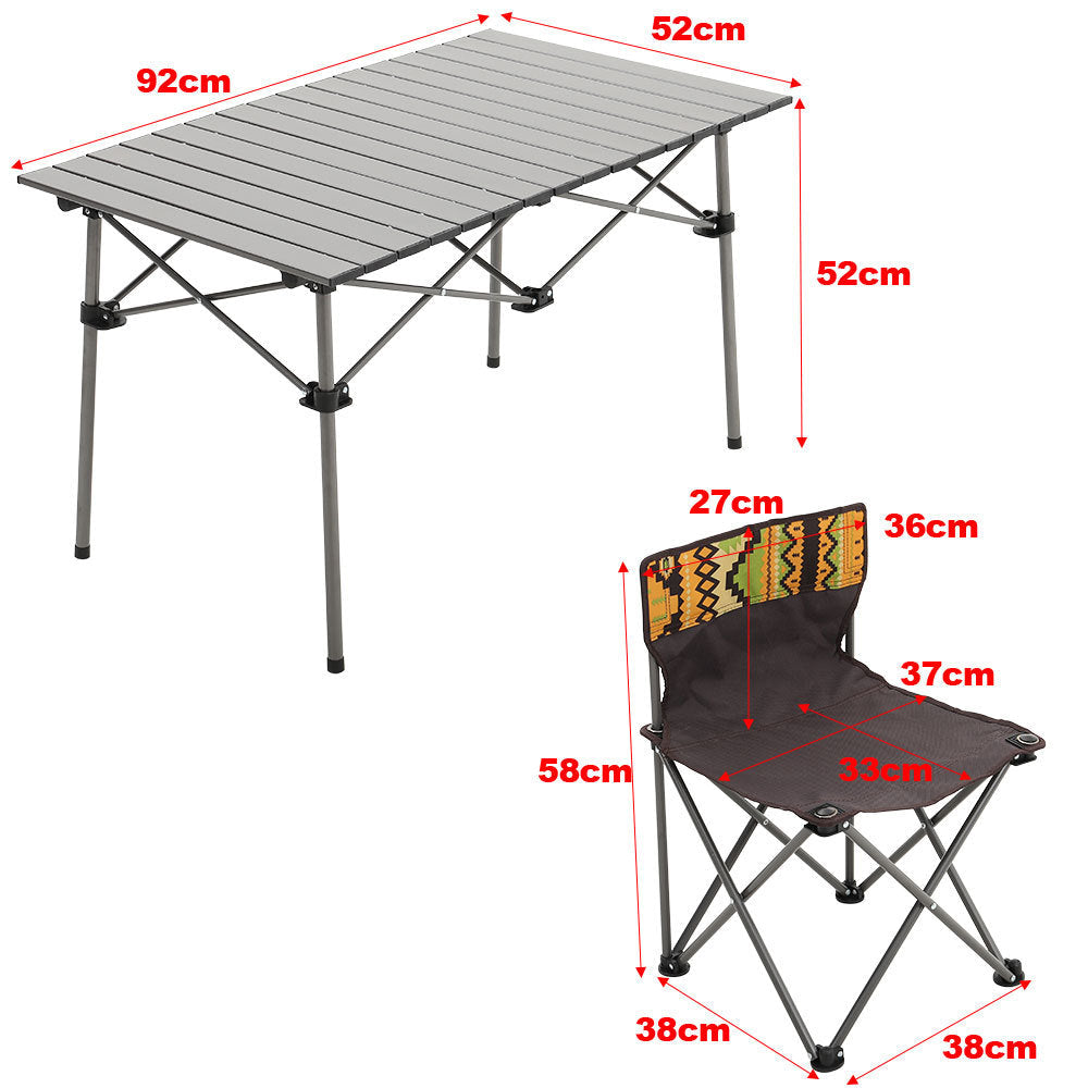 7 Piece Folding Camping Table and Chairs Set Portable with Carrying Bag Camp Furniture