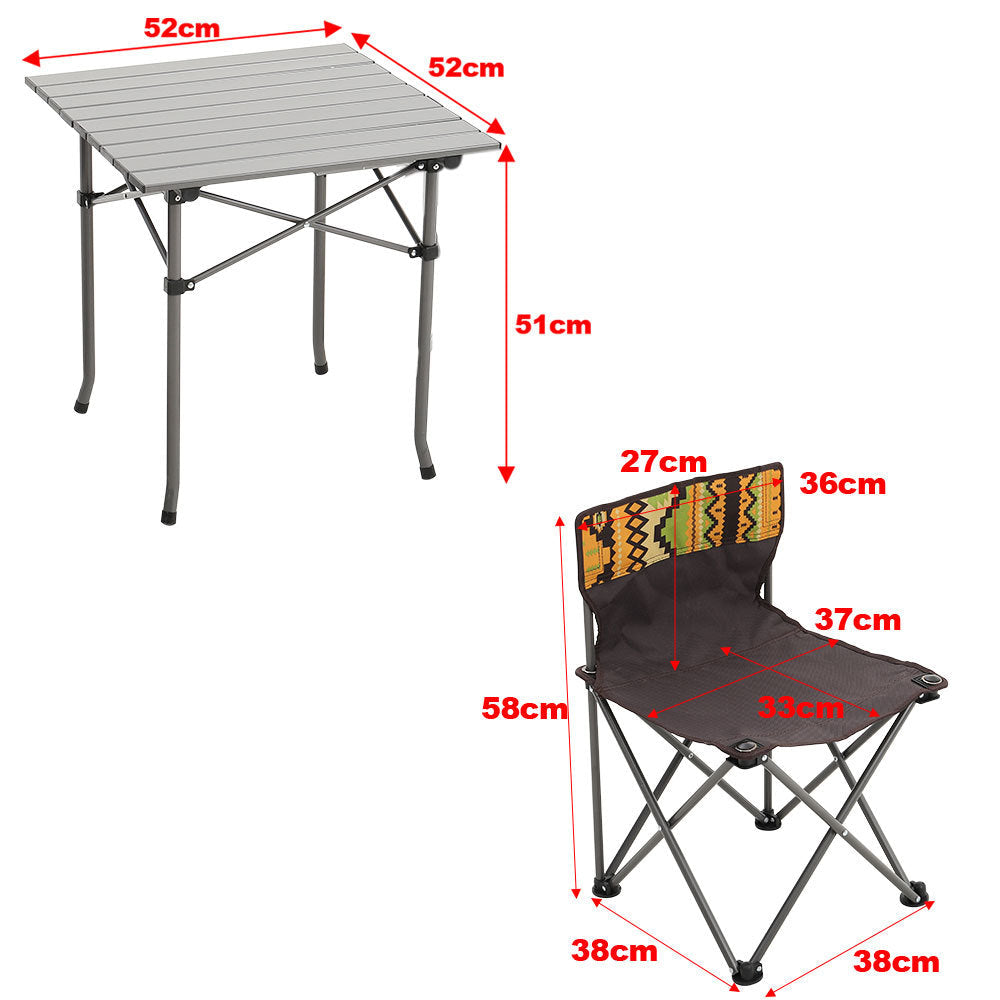 5 Piece Folding Camping Table and Chairs Set Portable with Carrying Bag Sun Loungers