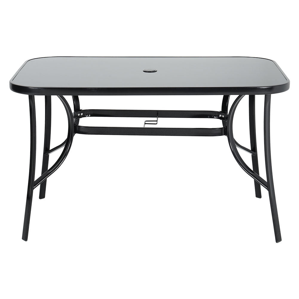 Outdoor Rectangular Dining Table with Umbrella Hole for Garden and Patio Garden Dining Table