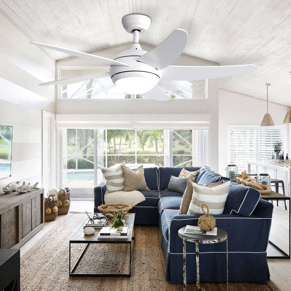 52 inch Reversible Ceiling Fan W/Light Remote Control 3/5 Blades 5 Speed Timer Ceiling Fans Living and Home