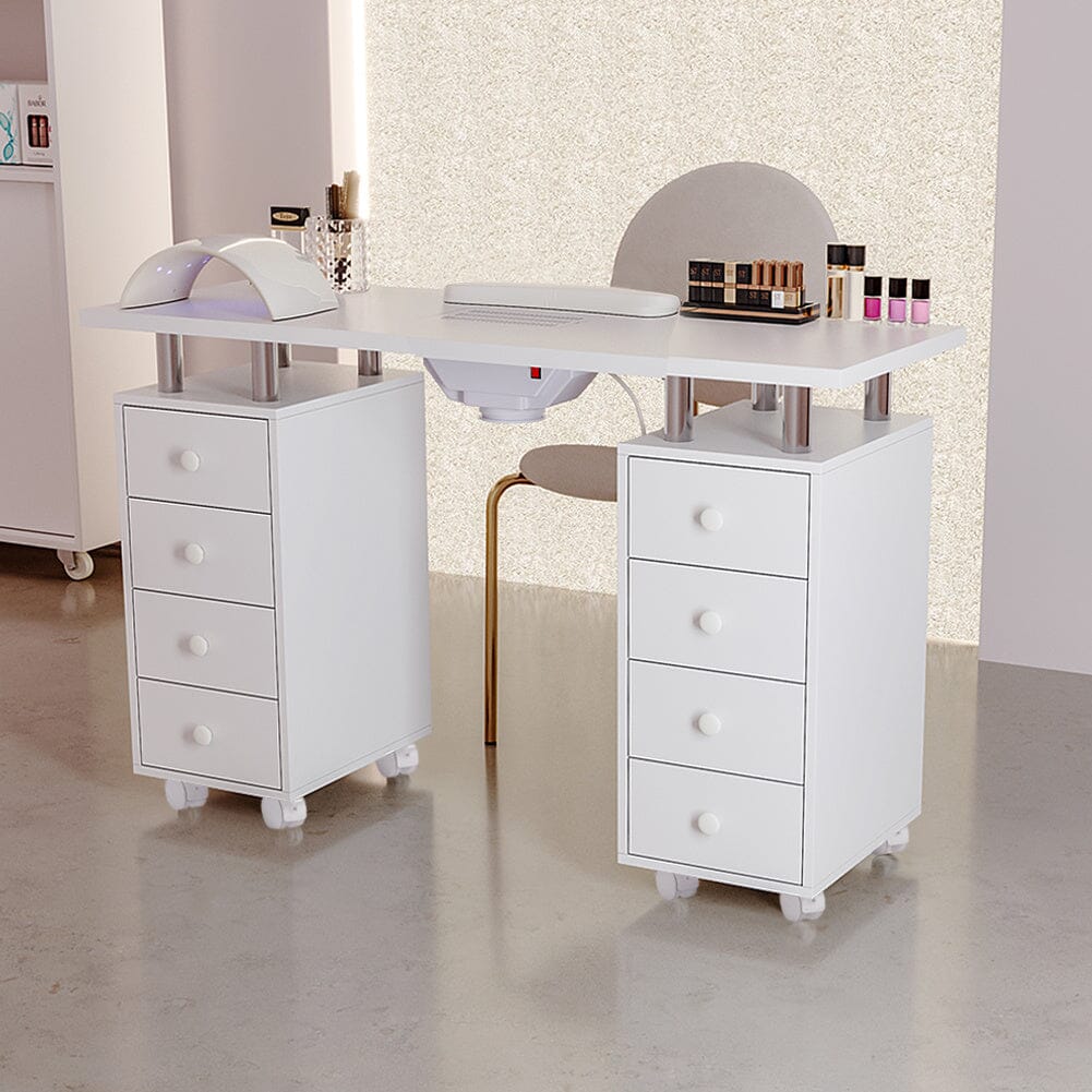 3ft Wide White Movable Manicure Table Nail Station with Dust Collector Dressing Tables Living and Home