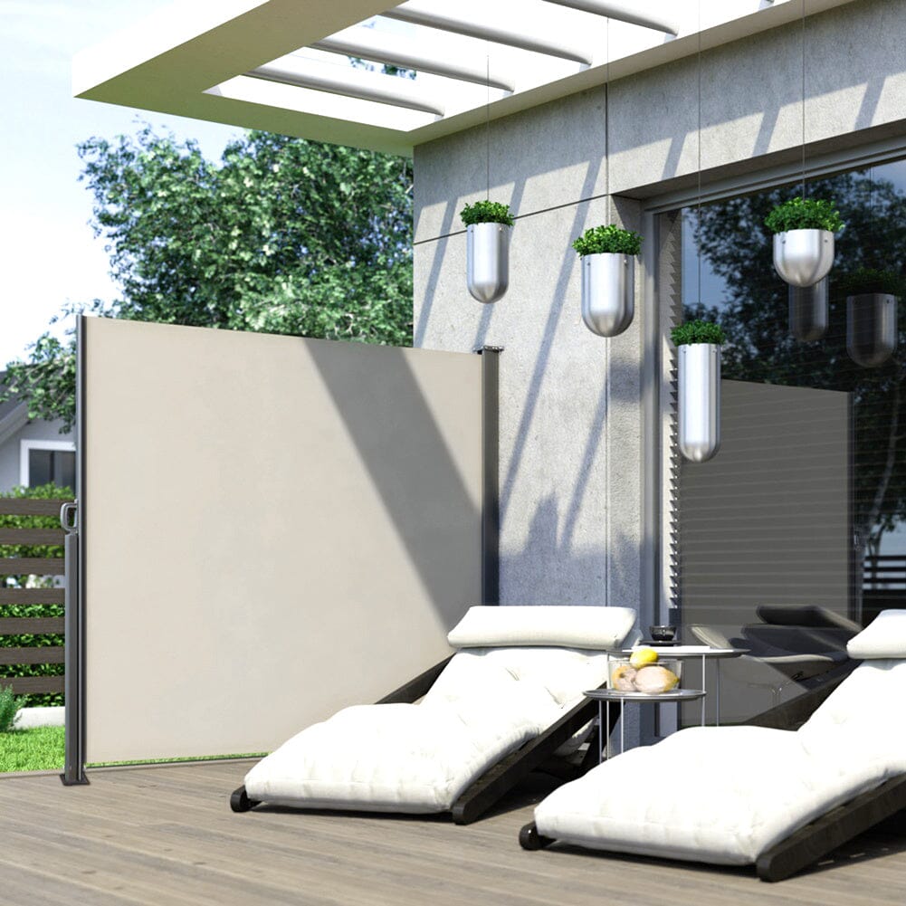 Retractable Single Side Awning - White Patio Awnings Living and Home