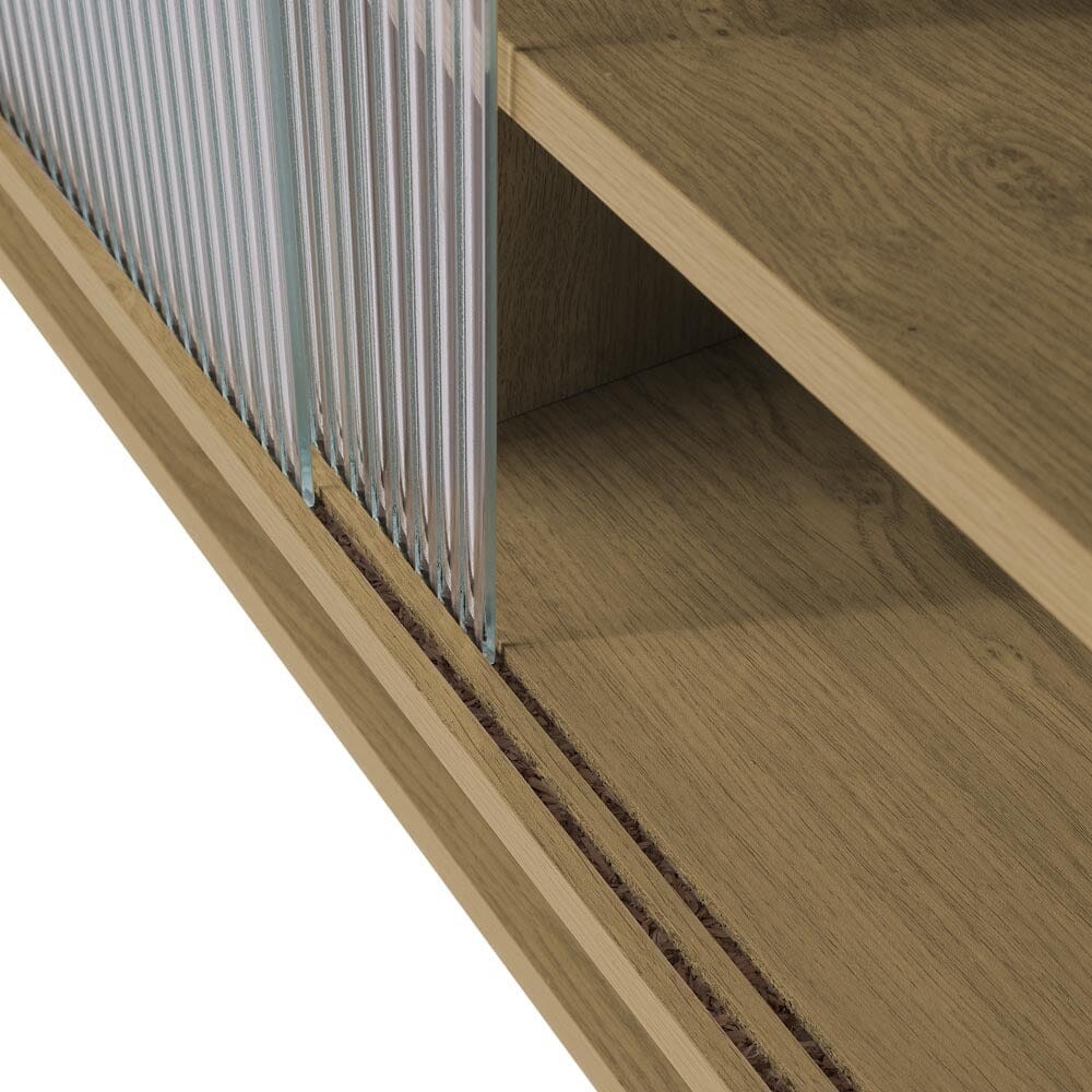 Wooden TV Cabinet with Open Shelving and Metal Legs Living and Home