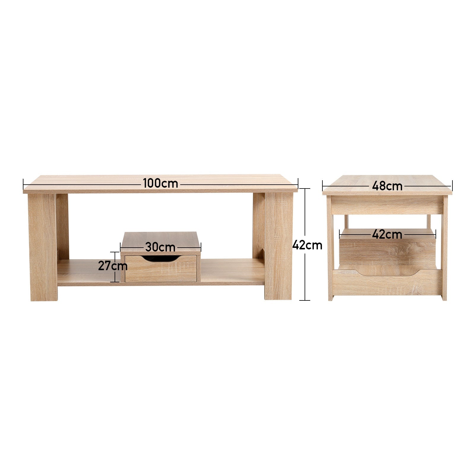 Wooden End Table Coffee Table with 1 Drawer Storage Unit End Tables Living and Home