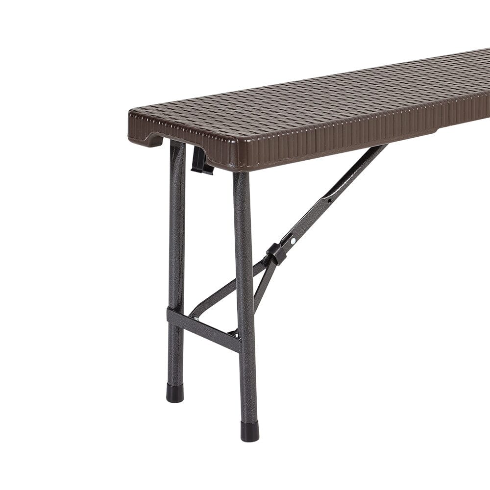 3-Piece Rattan Plastic Outdoor Folding Table Bench Set Garden Dining Sets Living and Home
