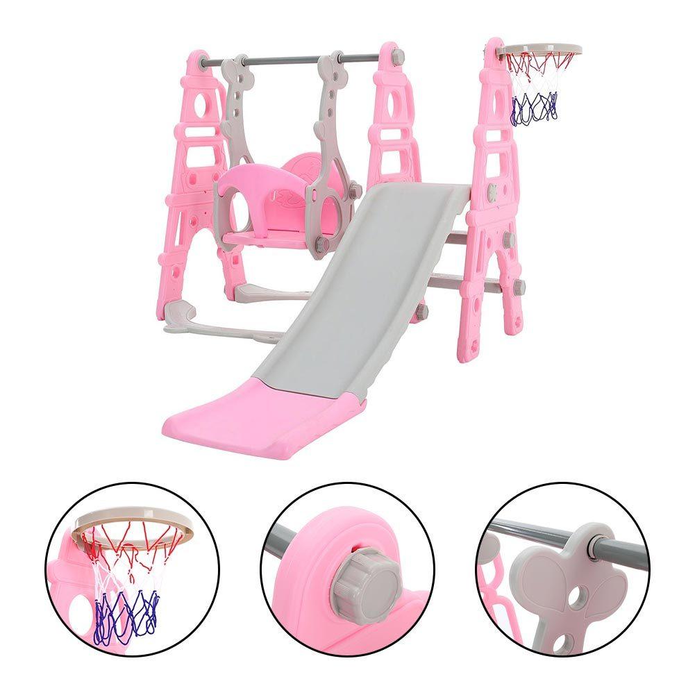 Kids Toddler Swing and Slide Set with Basketball Hoop Swing Sets & Playsets Living and Home