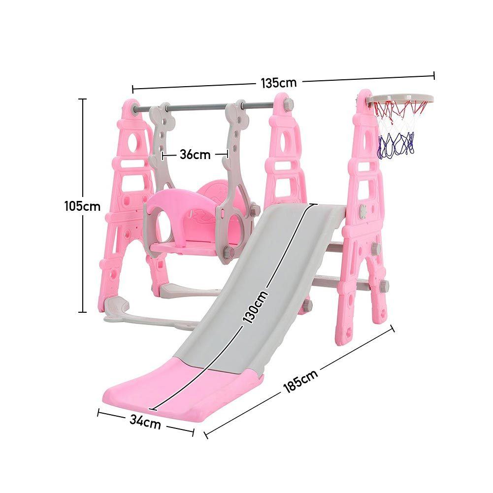 Kids Toddler Swing and Slide Set with Basketball Hoop Swing Sets & Playsets Living and Home