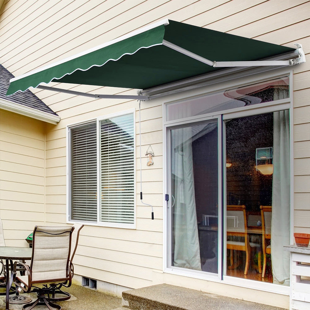 Retractable Patio Awning - Manual Shelter - Green Awnings