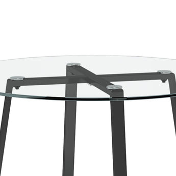 Round Tempered Glass Dining Table with Metal Legs