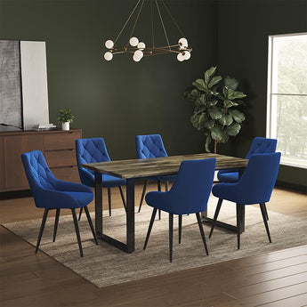 Modern Rectangular Wooden Dining Table with Metal Legs
