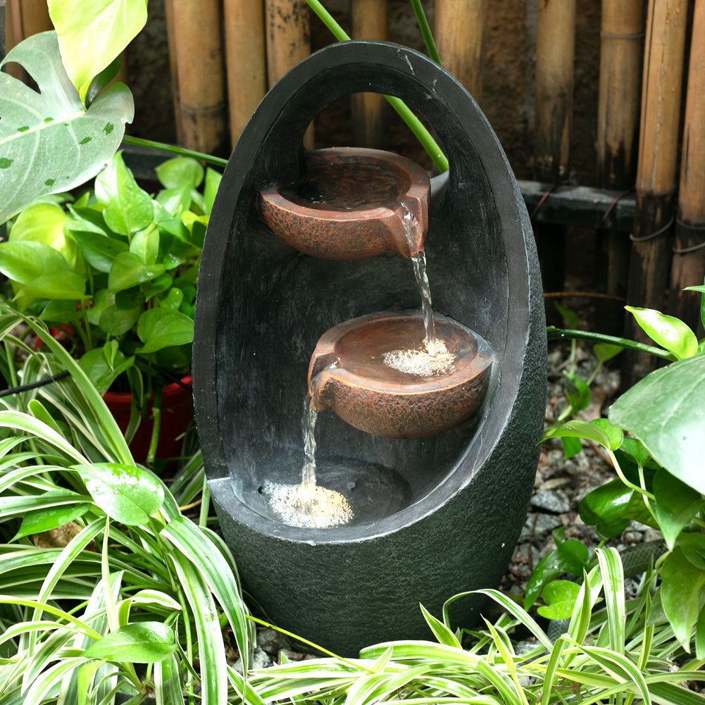 Garden Water Feature Fountain with LED Light Electric Pump Cascade Home Decor Fountains & Waterfalls