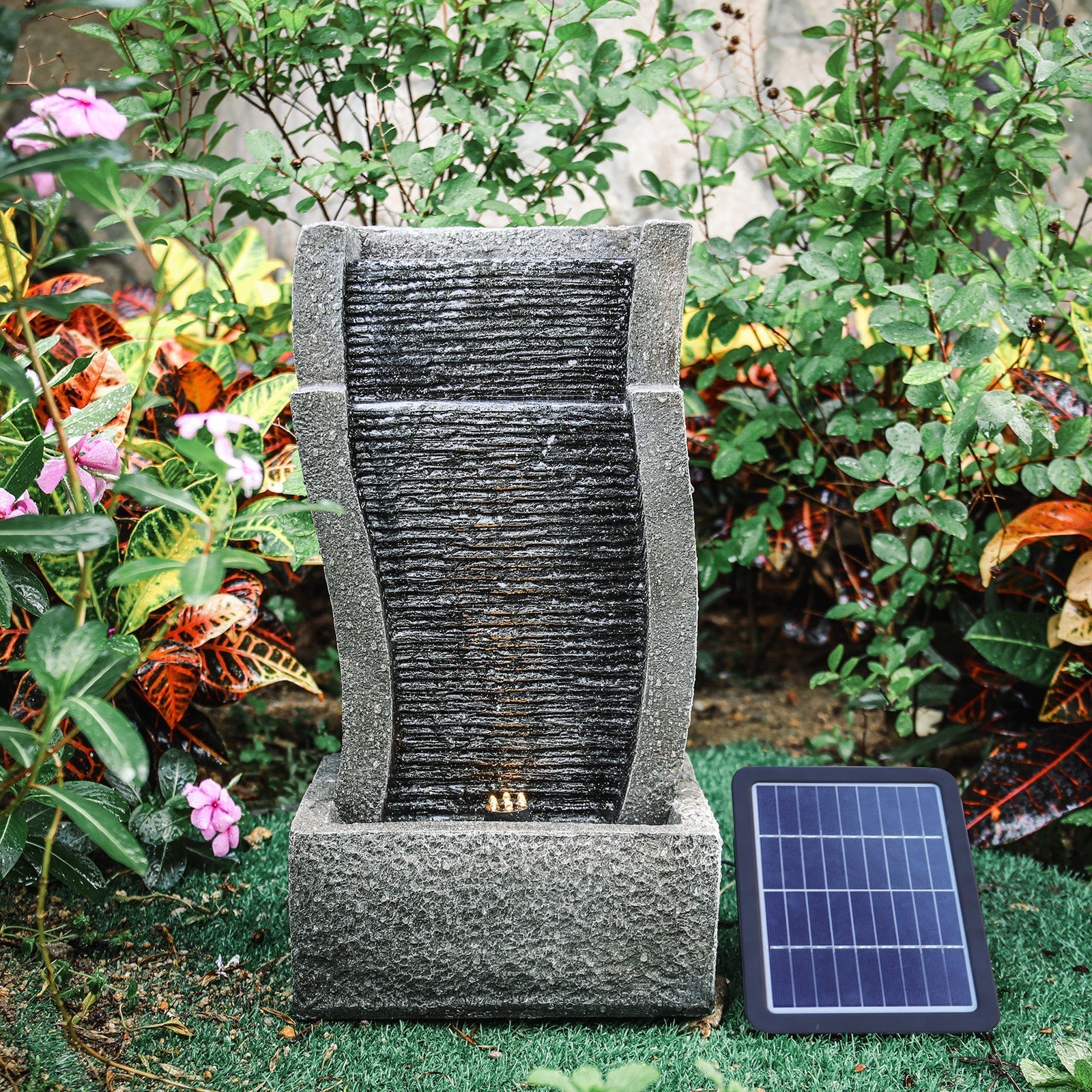 Slate Effect Modern Waterfall Ornament Garden Water Feature Cascading Tiered Water Fountains & Waterfalls 2.0New