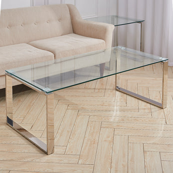 Tempered Glass Coffee Table Side Table for Living Room