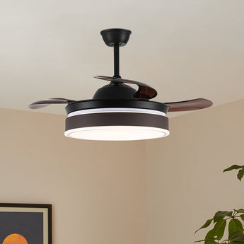 Brown 3 Blades Acrylic Ceiling Fan with LED Lights