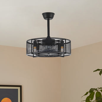 Black Metal Ceiling Fan with LED Light and Remote Control