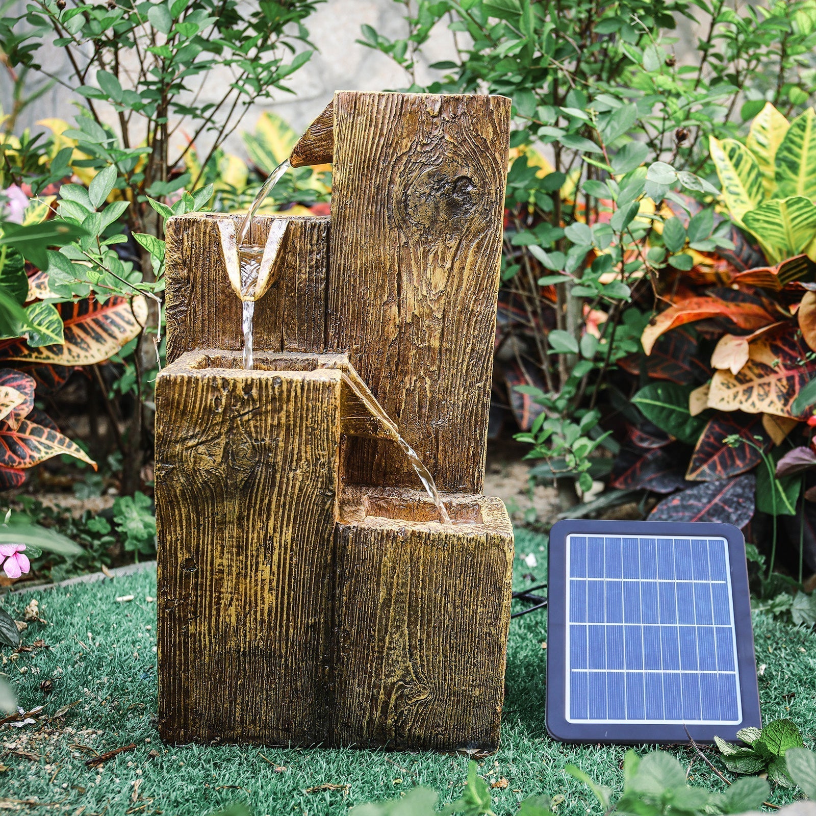 Garden Fountain Self Containing Water Feature Solar Powered Fountains & Waterfalls 2.0New