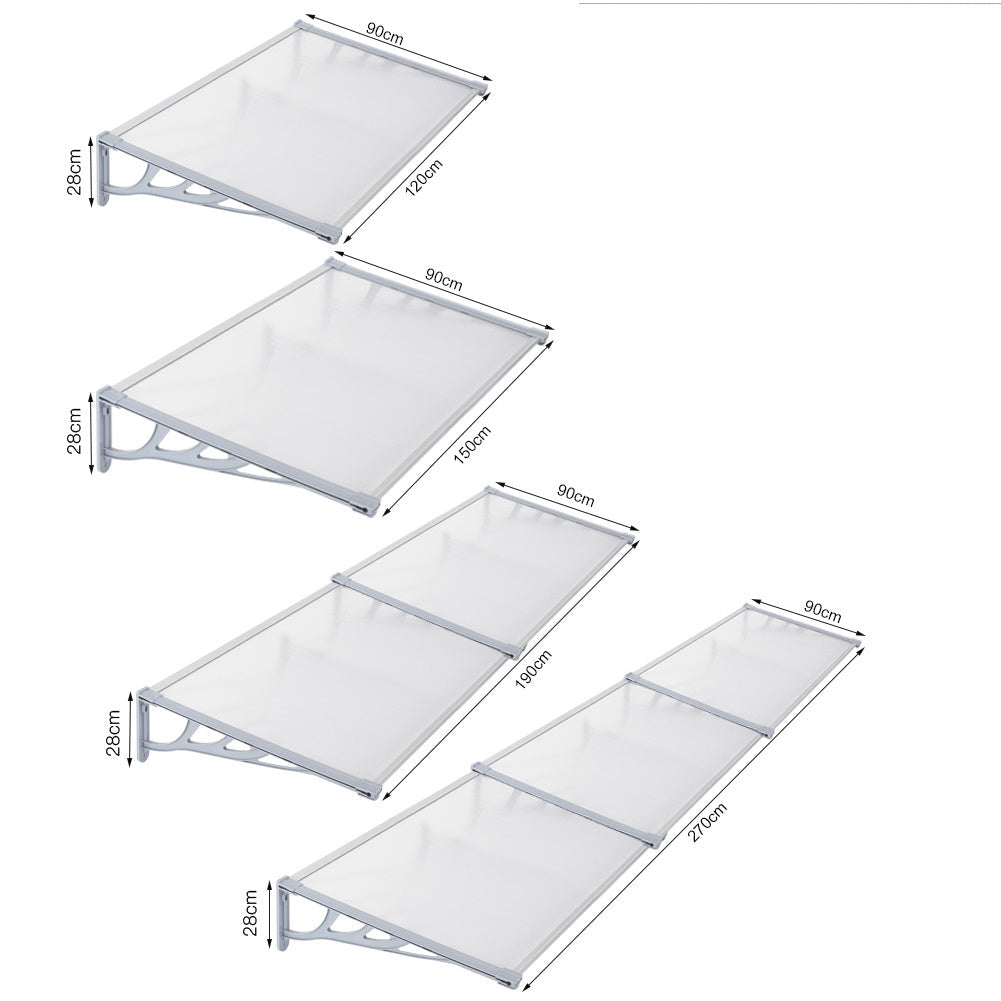 Outdoor Flat Shielded Awning - Rain Shelter - Grey Awnings