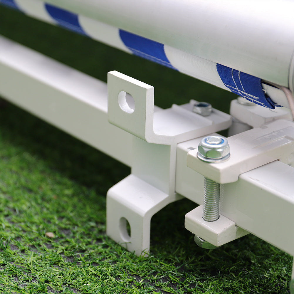 Retractable Patio Awning - Manual Shelter - Blue & White Awnings