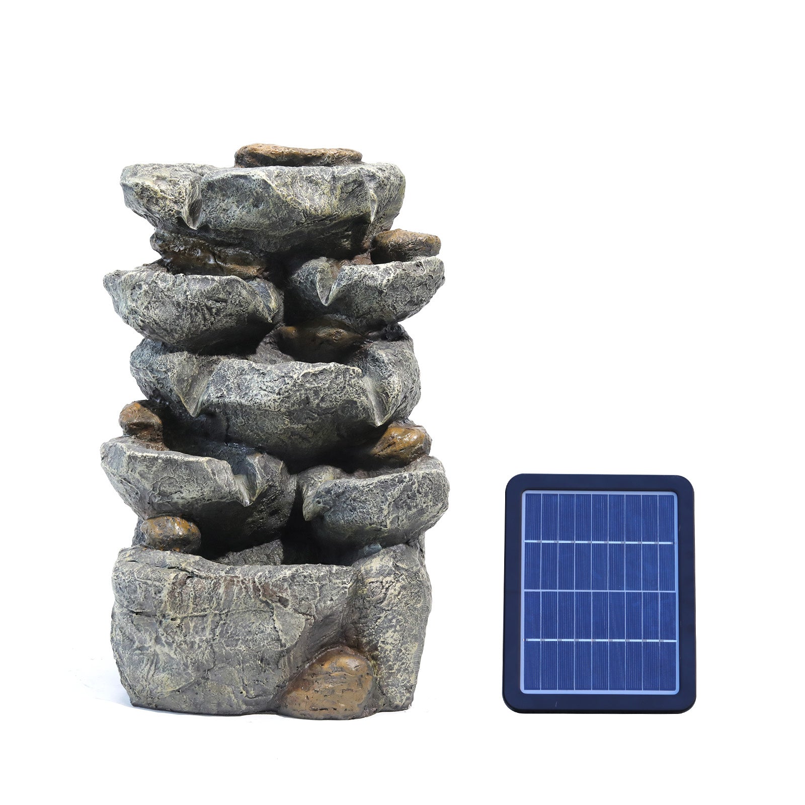 47cm Height Solar Power Garden Water Feature Cascading LED Rockfall Fountains & Waterfalls