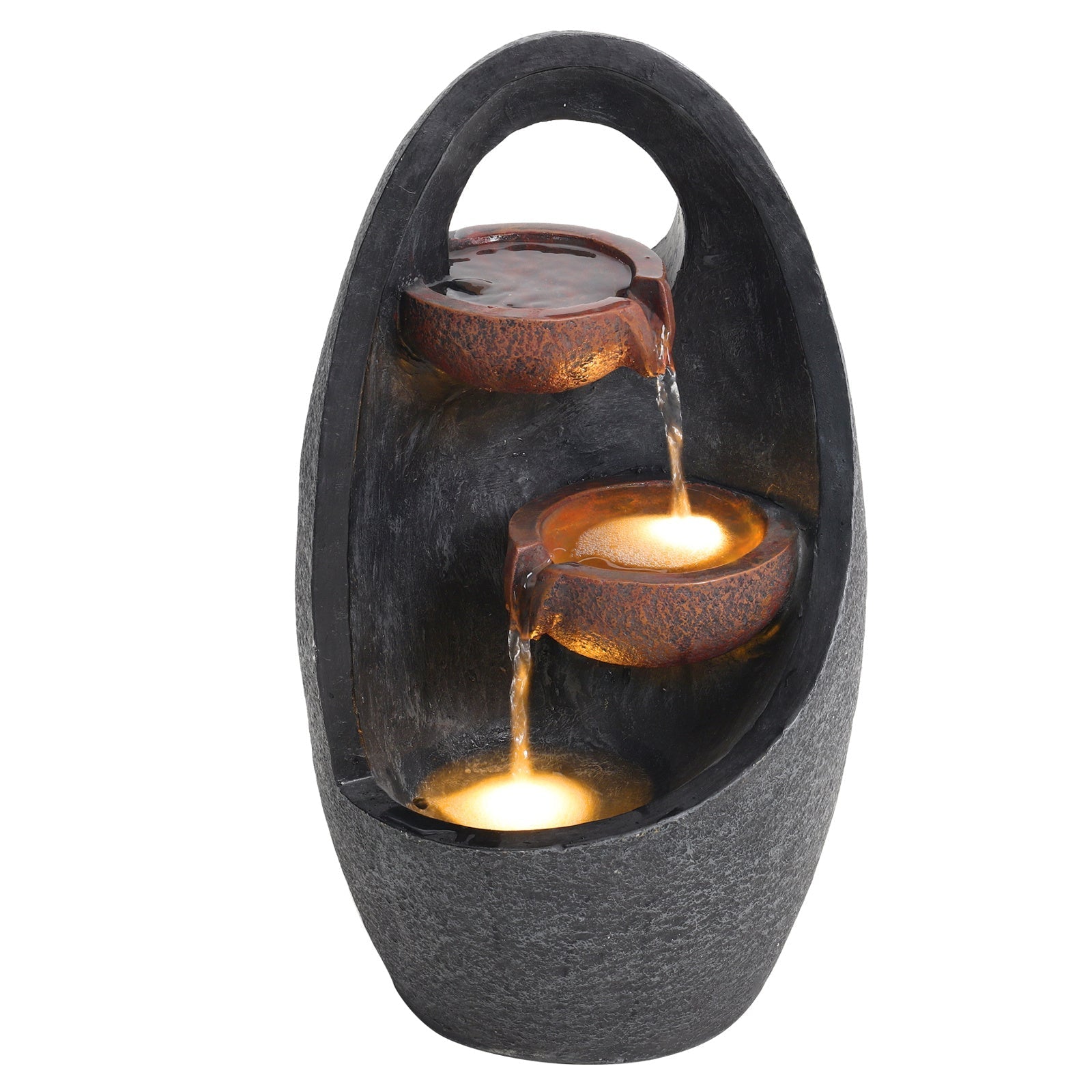 Garden Water Feature Fountain with LED Light Electric Pump Cascade Home Decor Fountains & Waterfalls