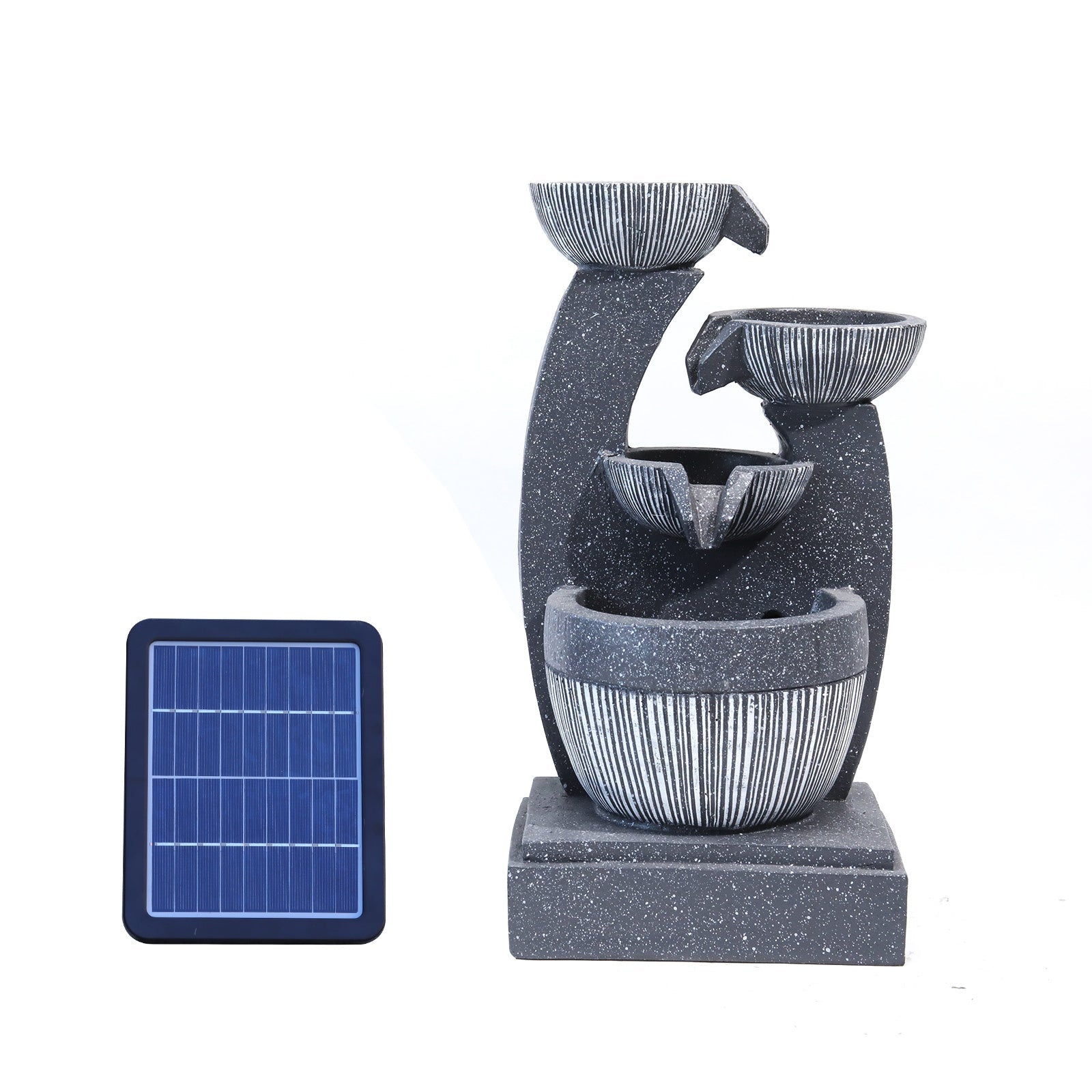 Solar Powered Water Pump Waterfall Garden Water Feature Decorate with LED Lights Fountains & Waterfalls