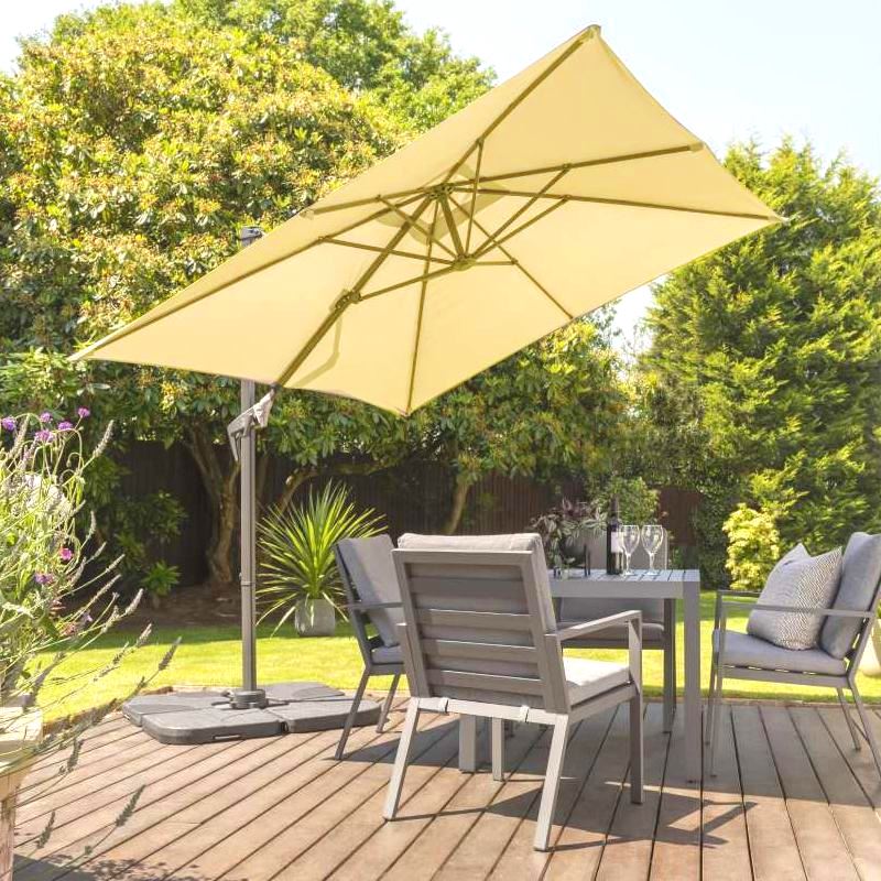 Beige 3 x 3 m Square Cantilever Parasol Outdoor Hanging Umbrella for Garden and Patio Parasols