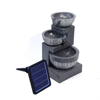 Outdoor Water Fountain Rockery Decoration 3 Tier Bowls Solar Powered Fountains & Waterfalls   