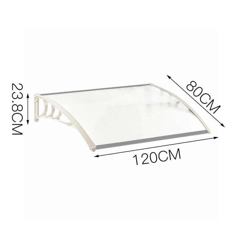 Outdoor Curved Shielded Awning - Rain Shelter - White Awnings L 120 x W 80 x H 23.8 cm