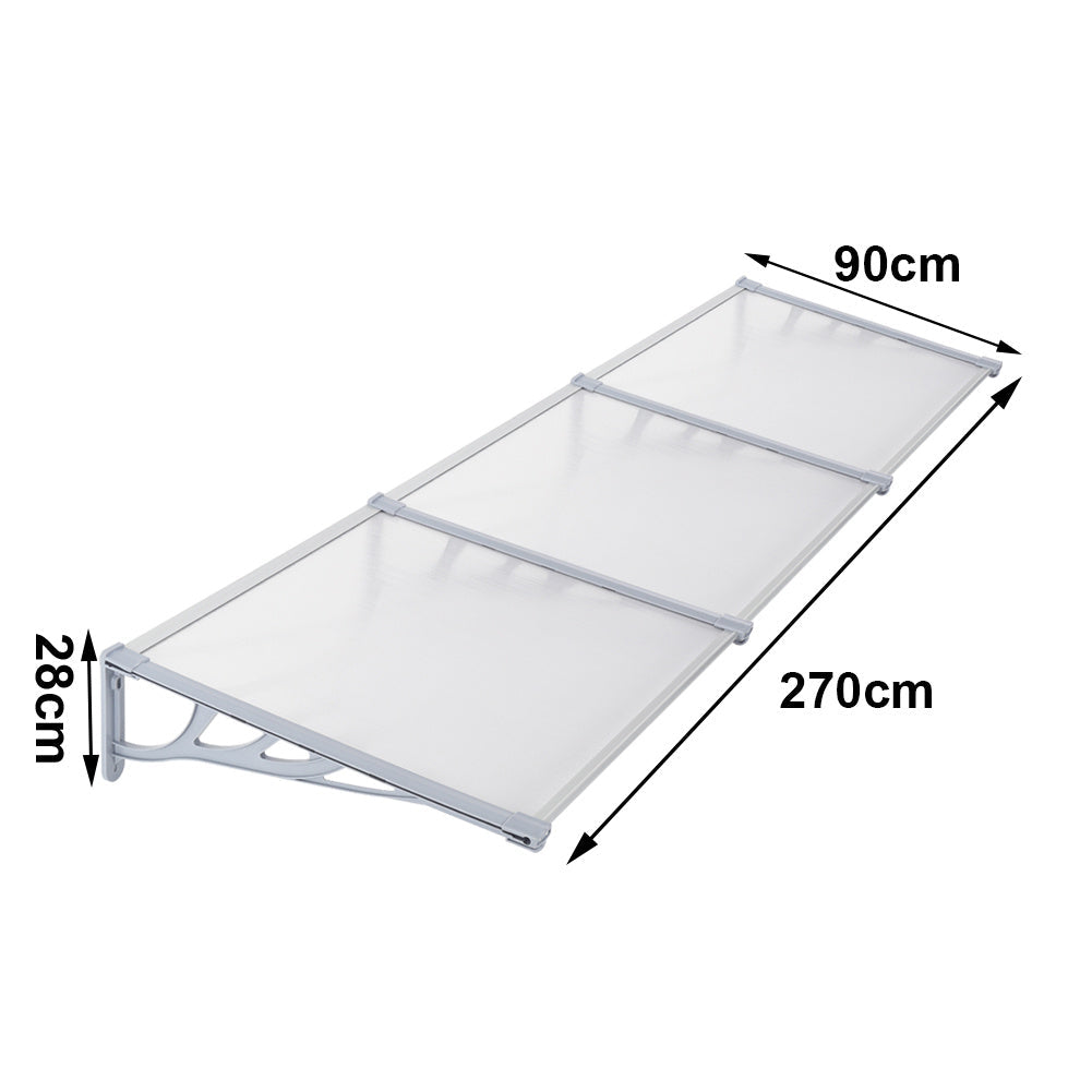 Outdoor Flat Shielded Awning - Rain Shelter - Grey Awnings