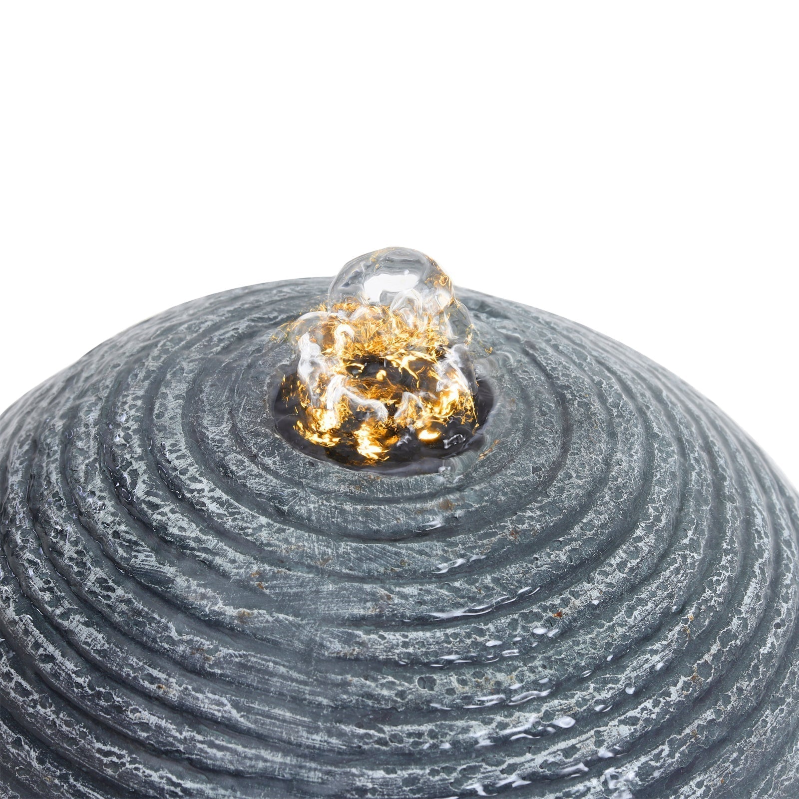 Navy Sphere Electric Fountain Water Feature with LED Light Fountains & Waterfalls