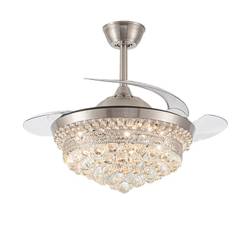 Round Crystal Shaped Ceiling Fan with LED Lights