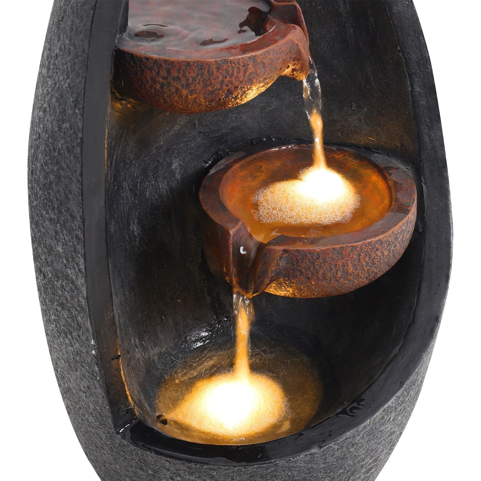 Garden Water Feature Fountain with LED Light Electric Pump Cascade Home Decor Fountains & Waterfalls