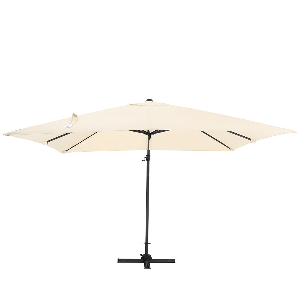 Beige 3 x 3 m Square Cantilever Parasol Outdoor Hanging Umbrella for Garden and Patio Parasols