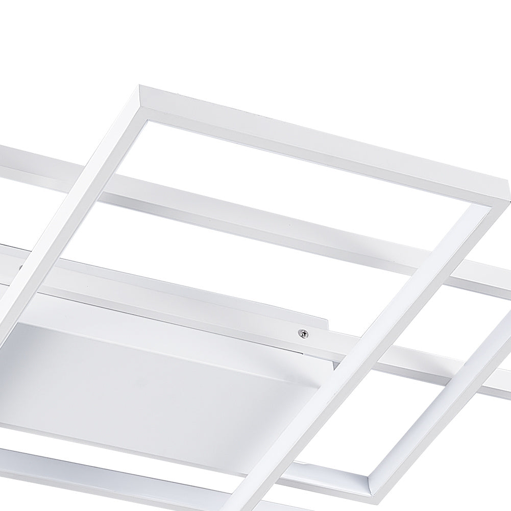 Neutral Style Rectangular LED Semi Flush Ceiling Light in White