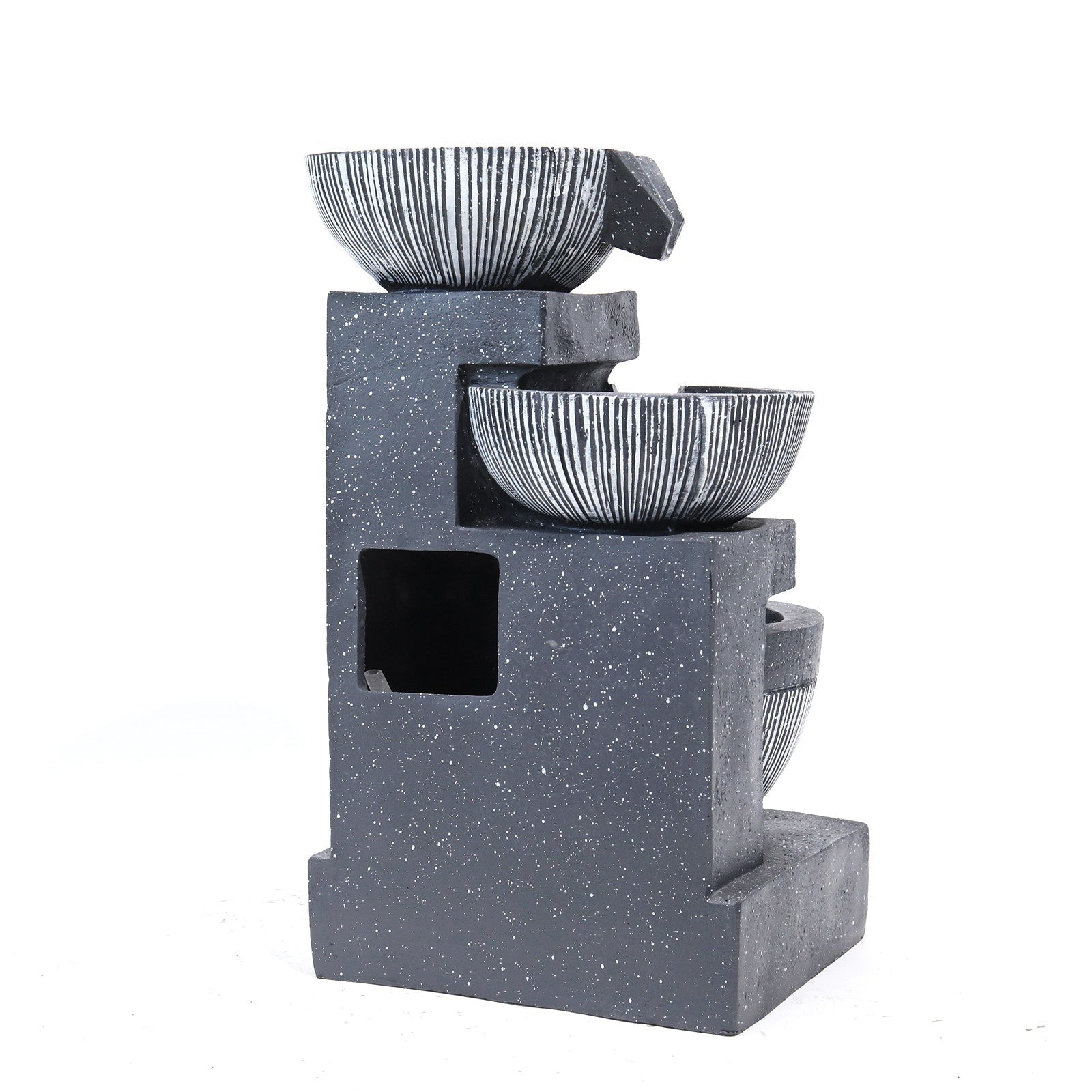 Outdoor Water Fountain Rockery Decoration 3 Tier Bowls Solar Powered Fountains & Waterfalls