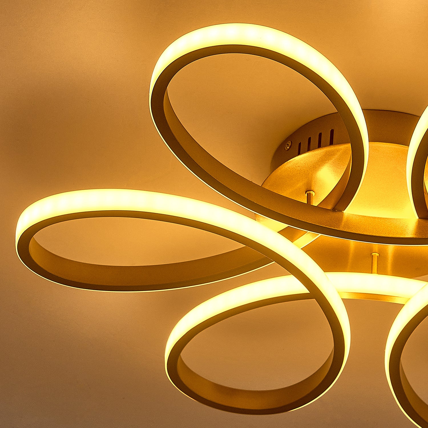 Modern Acrylic Petal LED Semi Ceiling Light with Gold Frame
