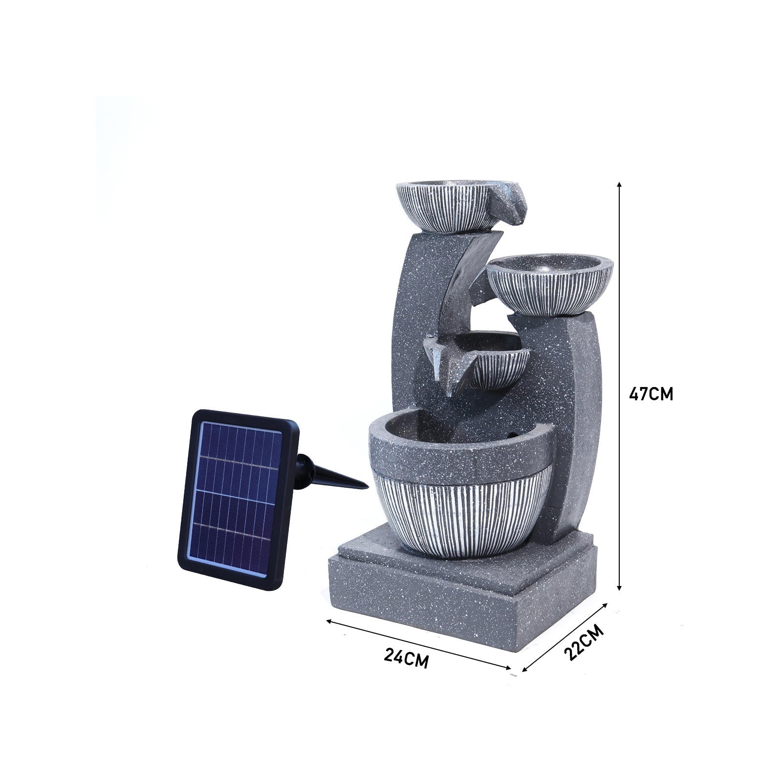 Solar Powered Water Pump Waterfall Garden Water Feature Decorate with LED Lights Fountains & Waterfalls