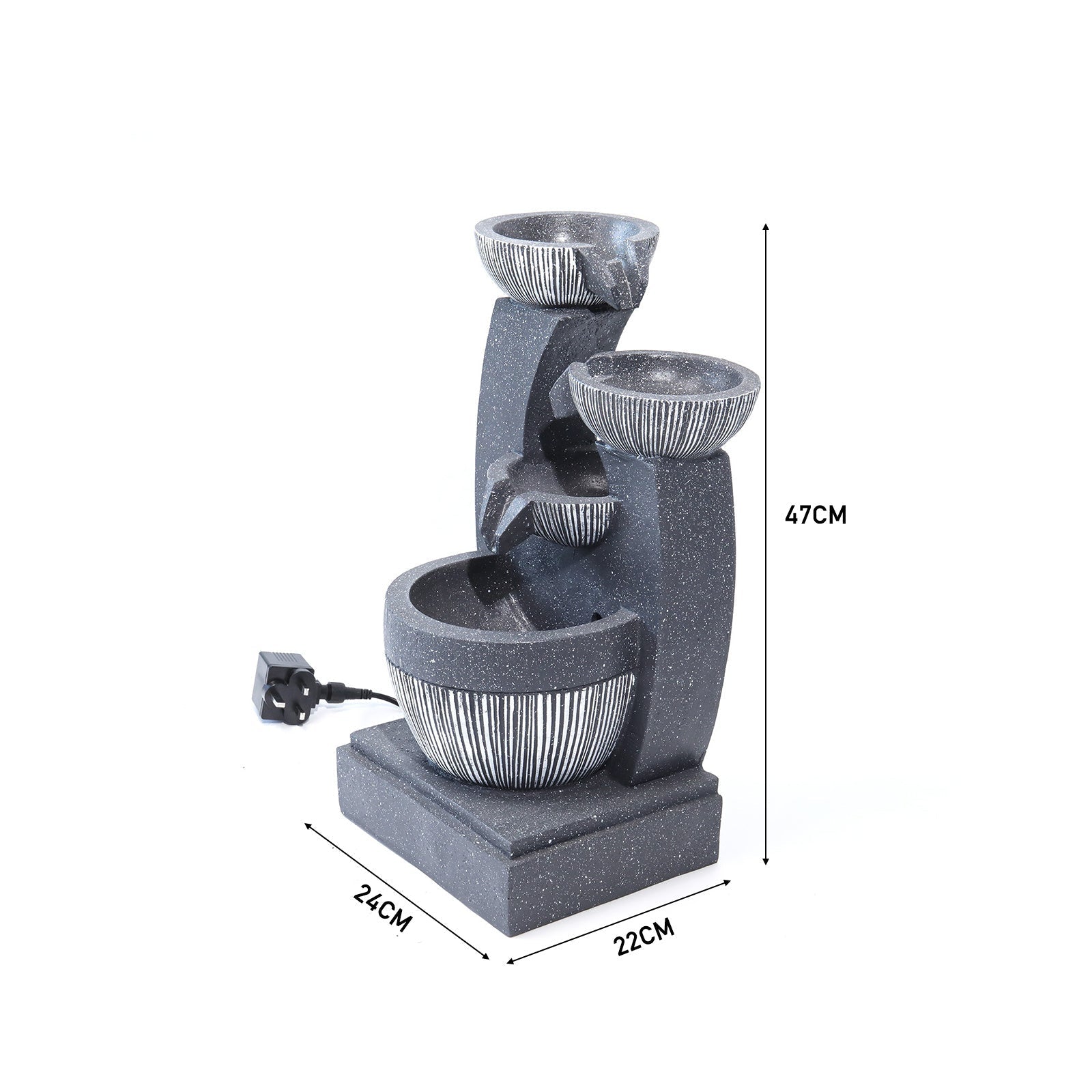Cascading Bowls Garden Water Feature Fountain 4-Tier Fountain LED Fountain Fountains & Waterfalls